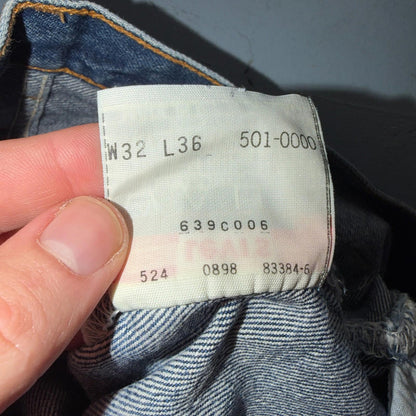 Levis 501 Vintage 90s USA XX Straight Leg Jeans Blue Med Wash 32x36 Act 31x33