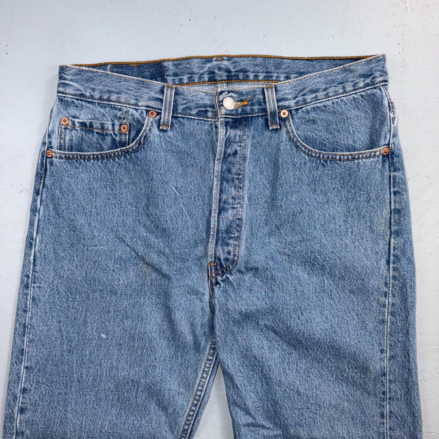 Levis 501 Vintage 90s USA XX Straight Leg Jeans Blue Light Wash 34x30 Act 33x26