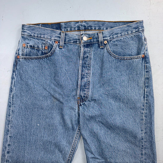 Levis 501 Vintage 90s USA XX Straight Leg Jeans Blue Light Wash 34x30 Act 33x26