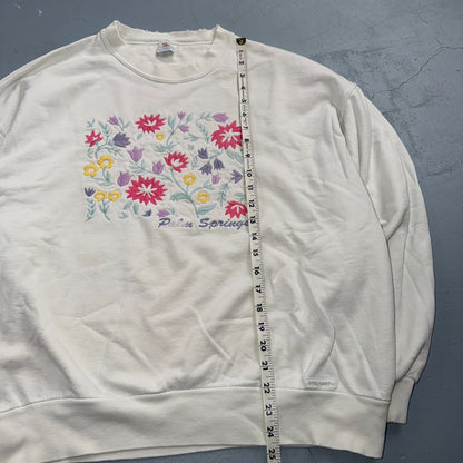 VTG 80s Crazy Shirts Palm Springs Embroidered Floral Sweatshirt USA Large Rare