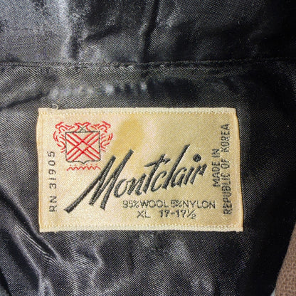 VTG 60s Montclair Brown Gray Plaid Wool Shirt Loop Collar USA Rockabilly Board