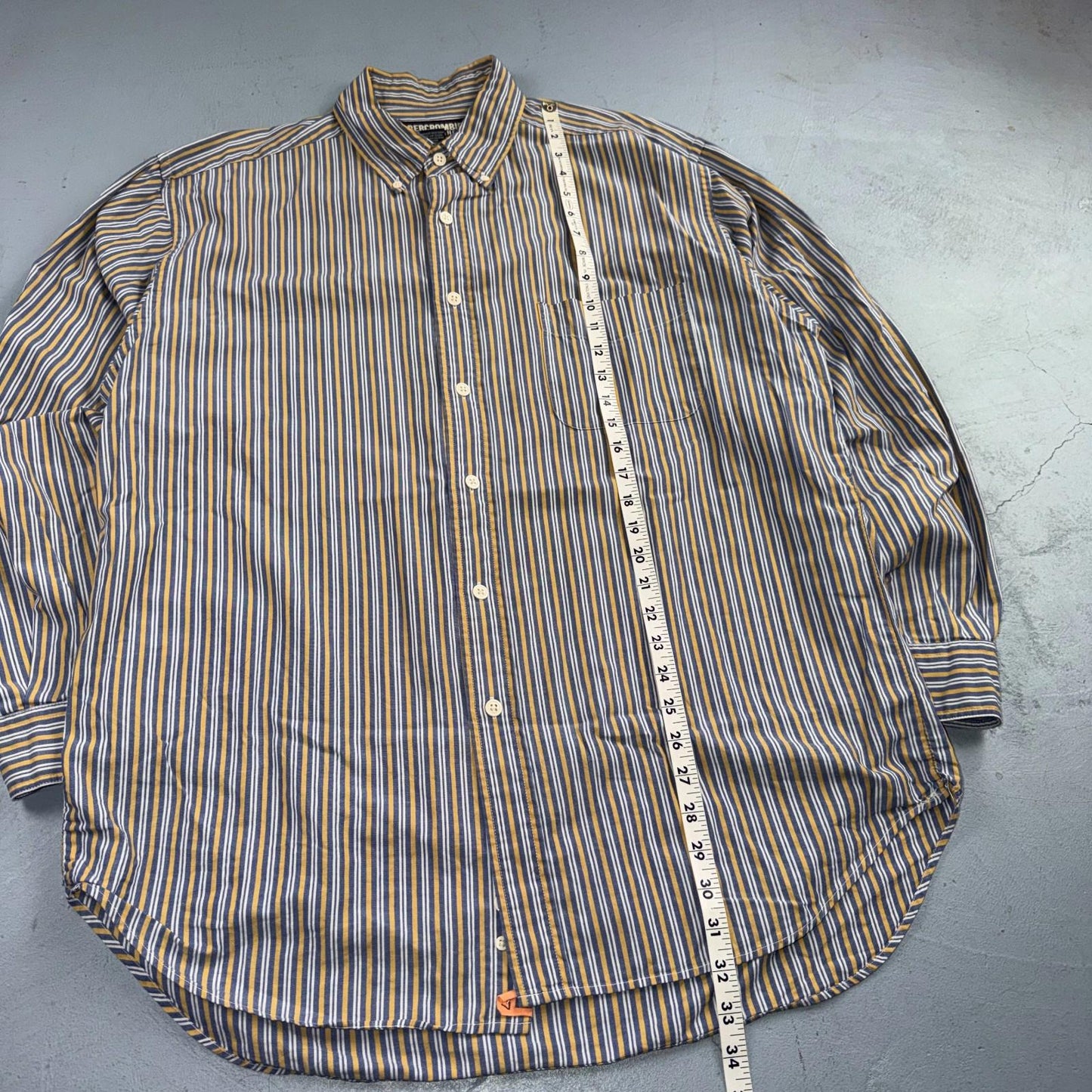 Vintage Abercrombie & Fitch Button Down Shirt Men Large Striped Long Sleeve Y2K