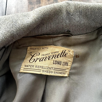 VTG 60s 50s Penneys Rockabilly Gray Wool Long Trench Coat Sz 40 Long Blazer