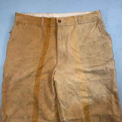 Vintage 50s 60s Zipper Pants Mens 32x24 Khaki Casual Creased Outdoor Rockabilly