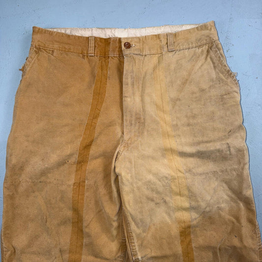 Vintage 50s 60s Zipper Pants Mens 32x24 Khaki Casual Creased Outdoor Rockabilly
