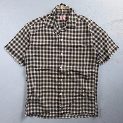 Vintage 60s McGregor Checker Loop Collar Button Up Shirt Made In USA Rockabilly
