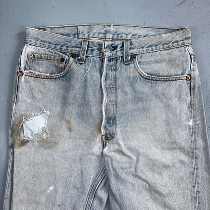 Levis 501 Vintage 90s USA XX Straight Leg Jeans Blue Light Wash 34x36 Act 31x32
