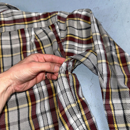 VTG Big Mac JC Penneys Thick 100% Cotton Flannel Work Shirt M 70s Plaid Thrashed
