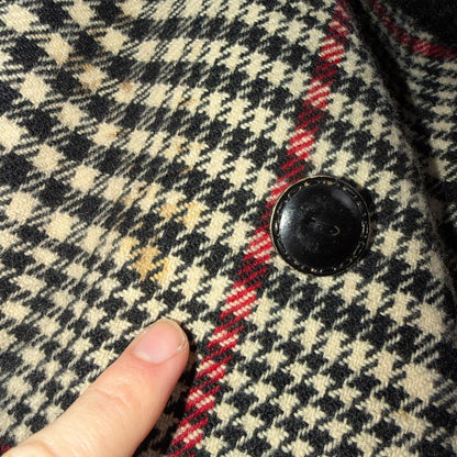 VTG Pendleton Jacket Black Plaid Wool USA Double Breast Chore Car Coat 60s 1960s