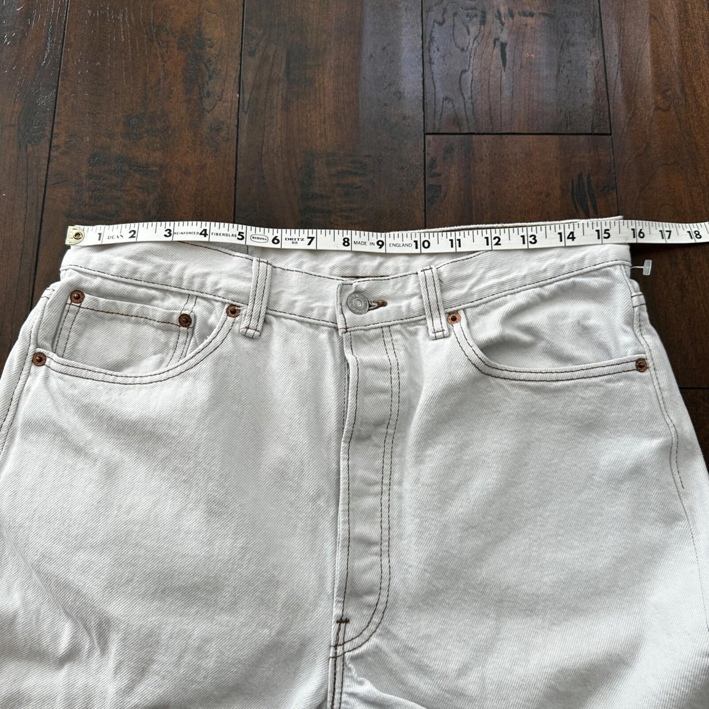 Vintage 90s Levis 501 USA 34x34 Tag Jeans 80s White Bleach Wash Act Worn 31x30