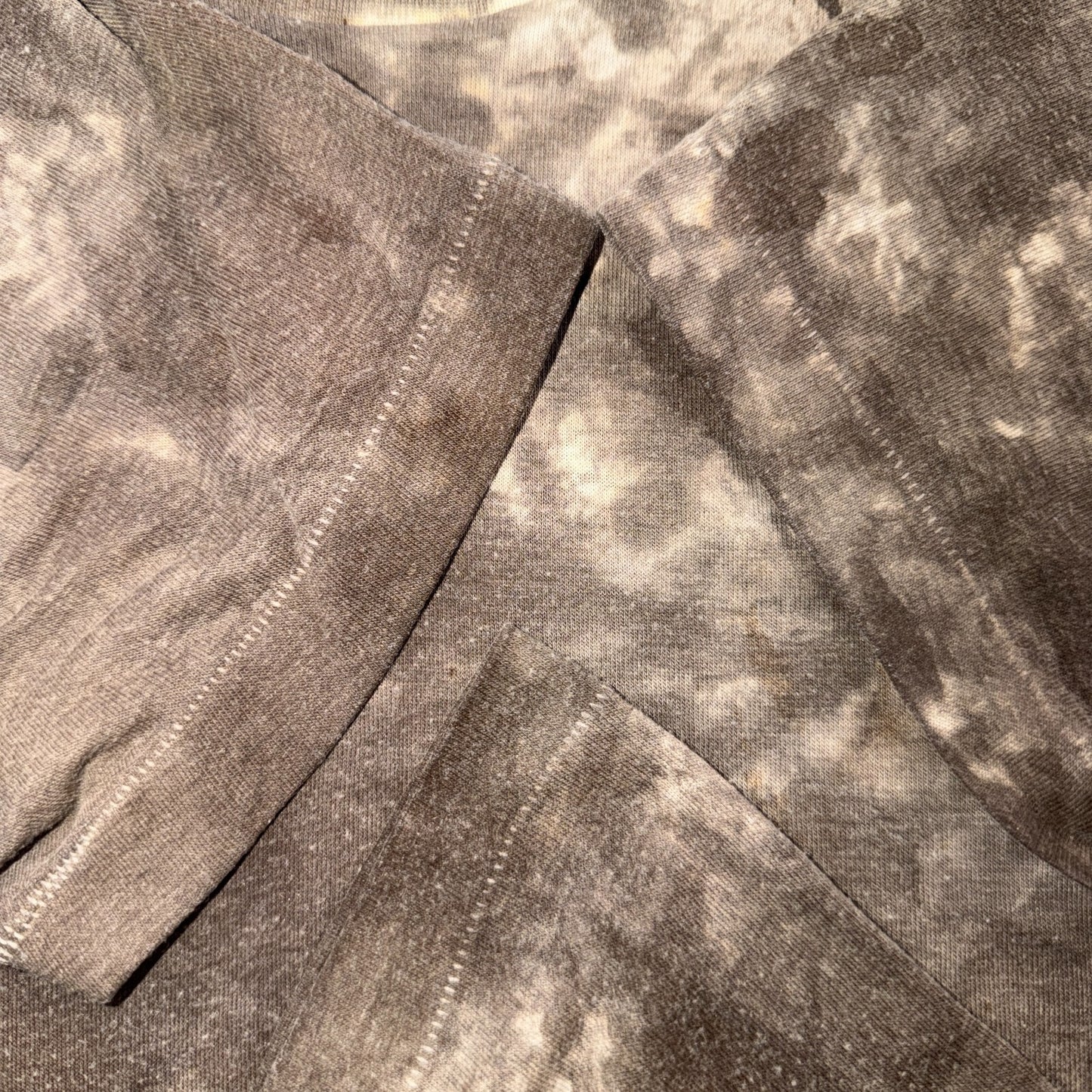 VTG 70s Brown Bleach Tie Dye T Shirt Grunge Distressed All Over Print Rockabilly