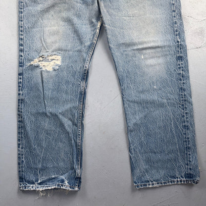 Levis 501 Vintage 80s USA XX Straight Leg Jeans Blue Light Wash 44x32 Act 40x27