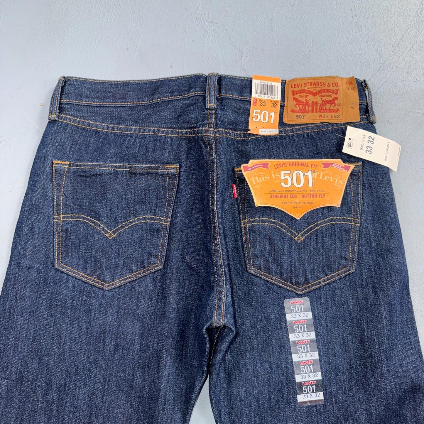 Levis 501 Vintage Y2K Deadstock XX Straight Leg Jeans Black Dark Wash 33x32