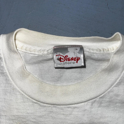 Disney Mickey Mouse Stained Y2K VTG T Shirt 2000s Cute Embroidered White Tee USA