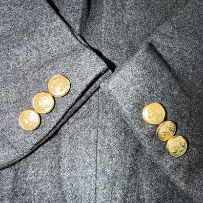 Nordstrom Vintage 42 Blazer Gray Wool Sport Coat USA 1980s Union USA Gold Button