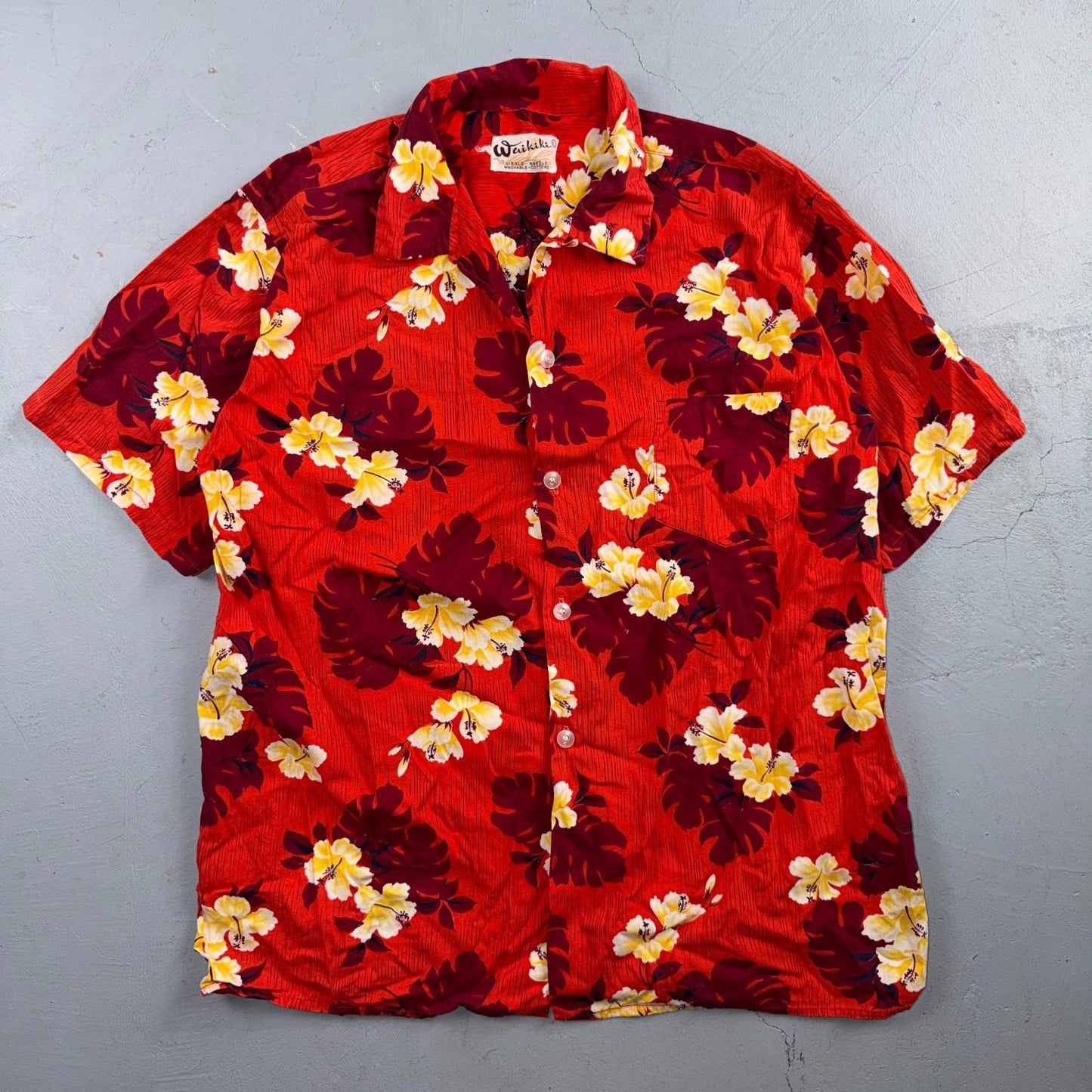 Vintage 60s 70s Waikiki Holiday Hawaiian Shirt Mens L Aloha Tropical Beach Retro