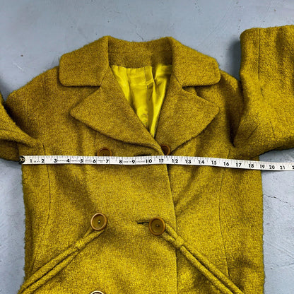 Vintage 60s Green Tennis Wool Coat ILGWU Union Mod Double Breasted Rockabilly