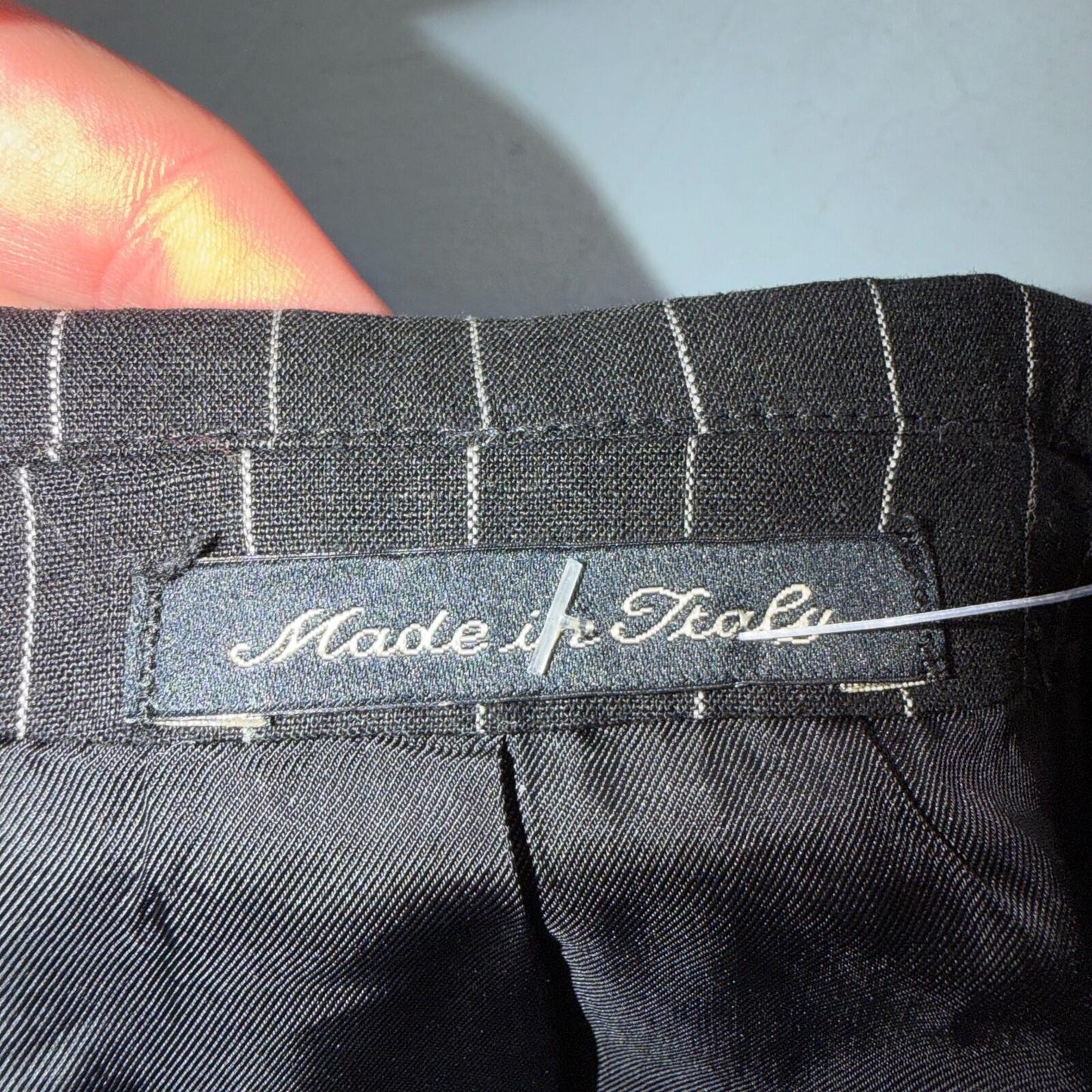 Ralph Lauren Purple Label Black Linen Suit Jacket Mens 44R Pinstripe $3,995 VTG