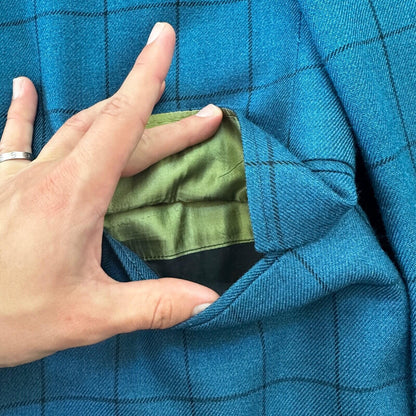 1960s 1970s Blue Pinstripe VTG Suit Jacket Sportcoat 42 Wool Checker Rockabilly