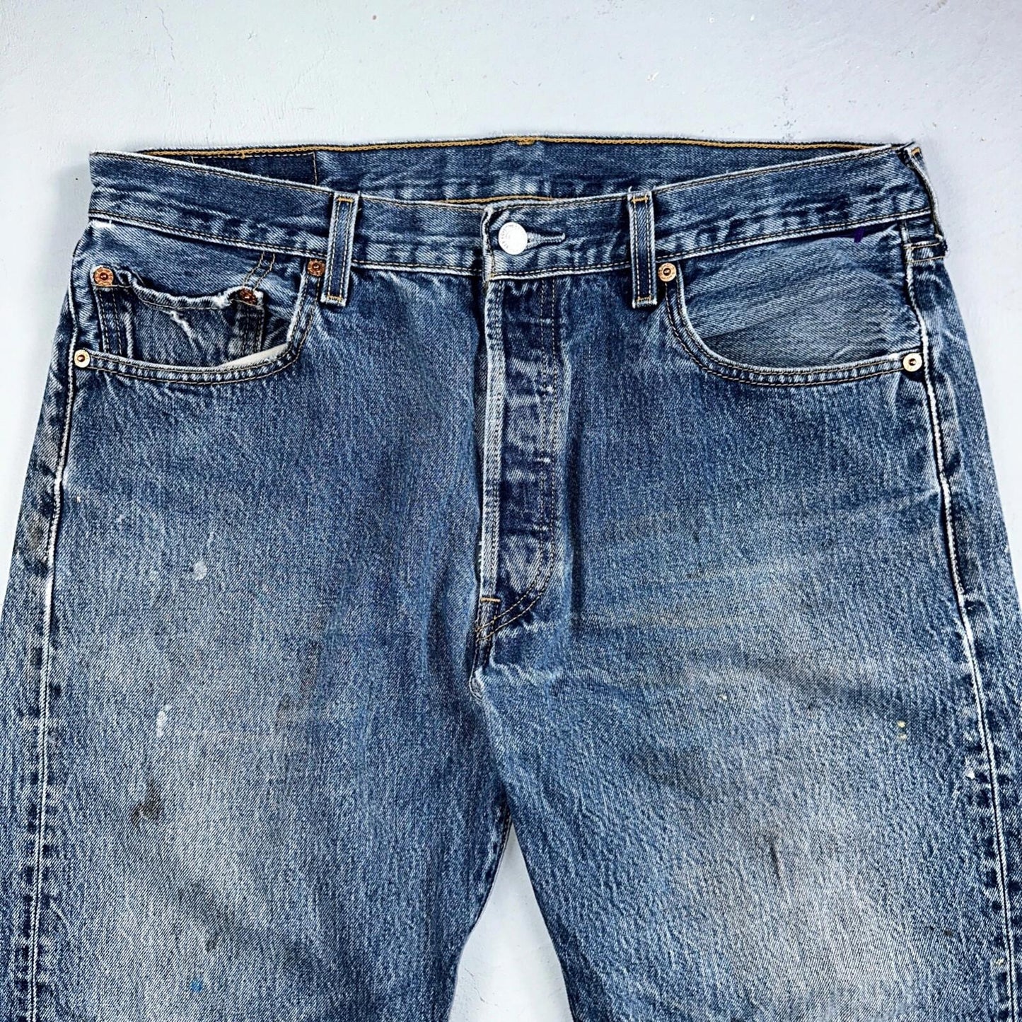 Levis 501 Vintage 90s Mexico Straight Leg Jeans 36x32 Y2K Med Wash Act 34x30