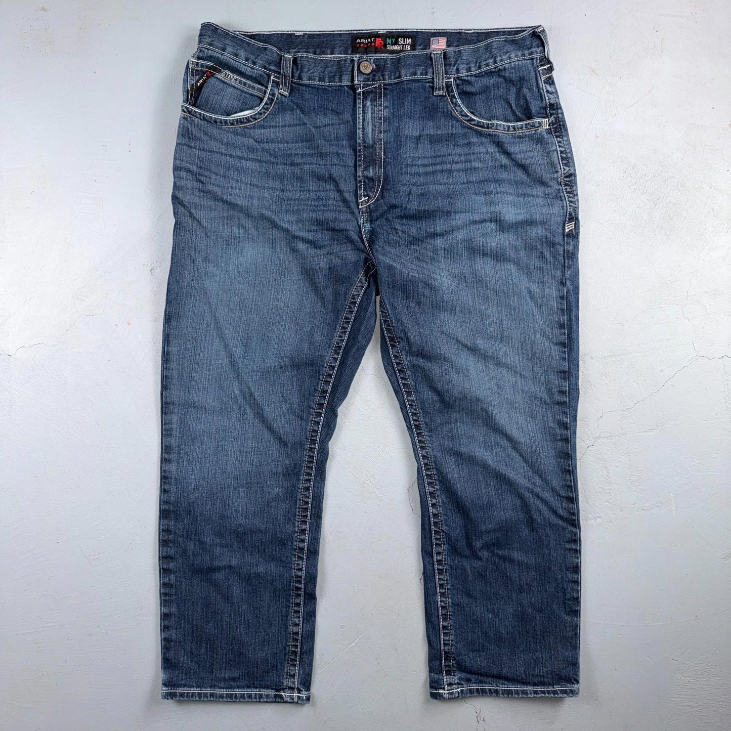 Ariat M7 Slim Straight Leg Jeans Mens 42x30 Blue Denim Pants Cowboy Western 42