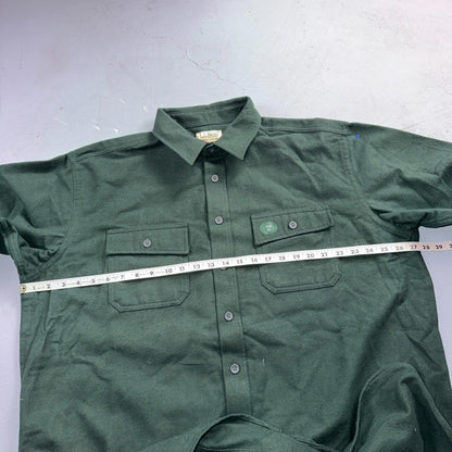 LL Bean VTG Mens XL Chamois Cloth Green Shirt Soft Cozy Flannel Cotton 90s