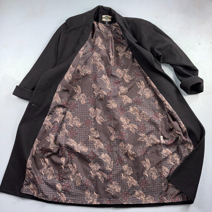 Out Brook Women's Size 12 Black Button Up Coat Wool Long Classy VTG 80s 90s