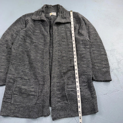 Vintage 80s El Mar Sweater Gray Knit Size M Made In USA Open Front Cardigan