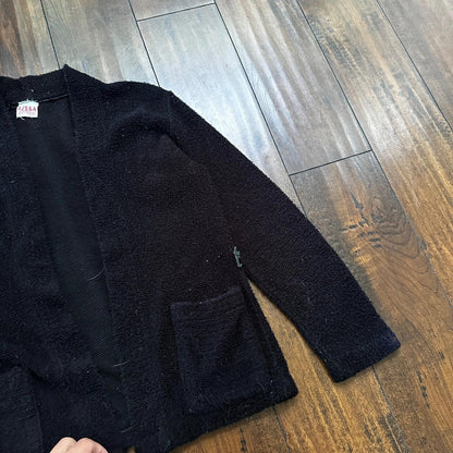 Vintage 60's Full Fashioned Acrylic Knit Cardigan Sweater Black Woman Size Small