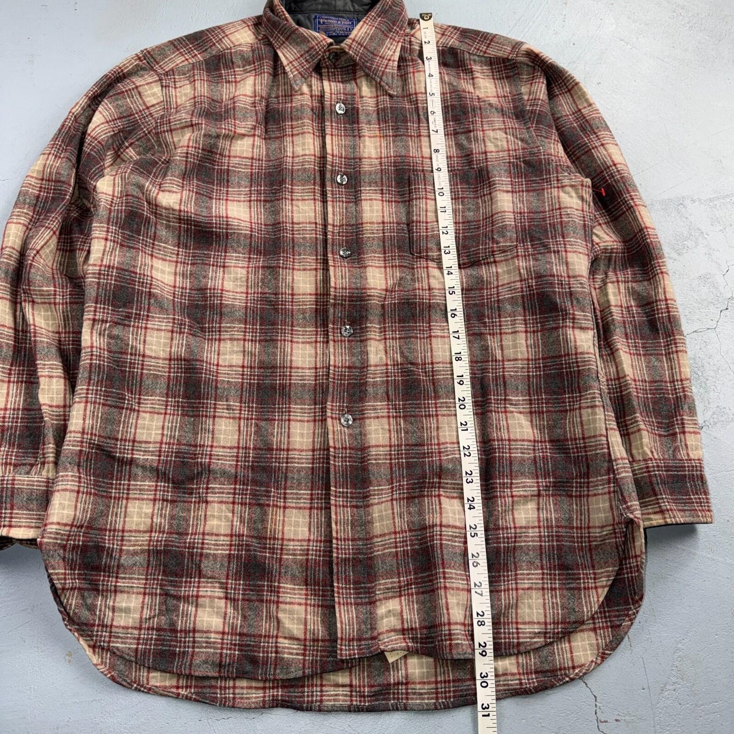 Pendleton Shirt L Red VTG Virgin Wool Preppy Fireside 60s 70s Outdoors Mens