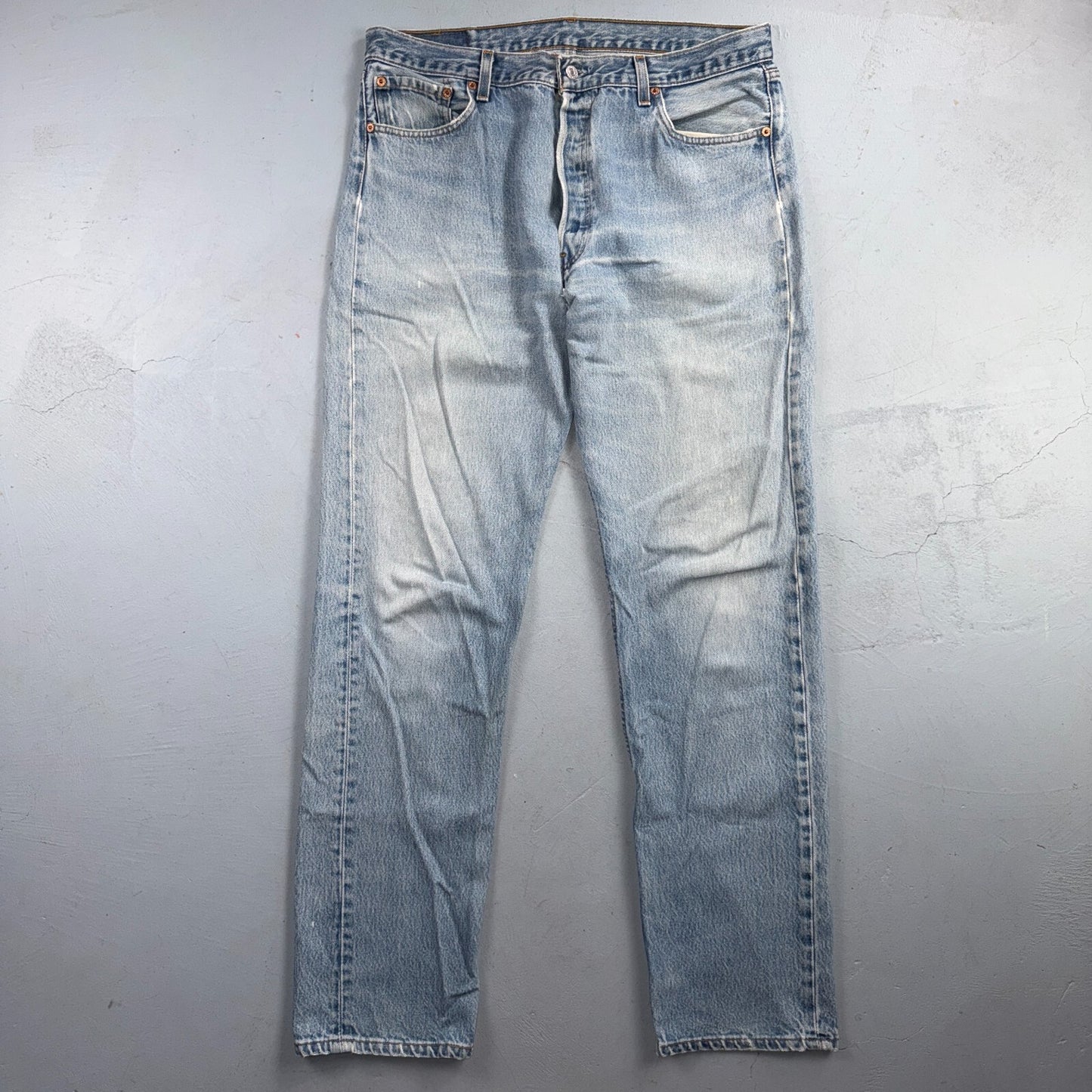 Levis 501 Vintage 90s USA XX Straight Leg Jeans Blue Light Wash 38x38 Act 35x34