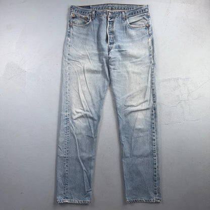 Levis 501 Vintage 90s USA XX Straight Leg Jeans Blue Light Wash 38x38 Act 35x34