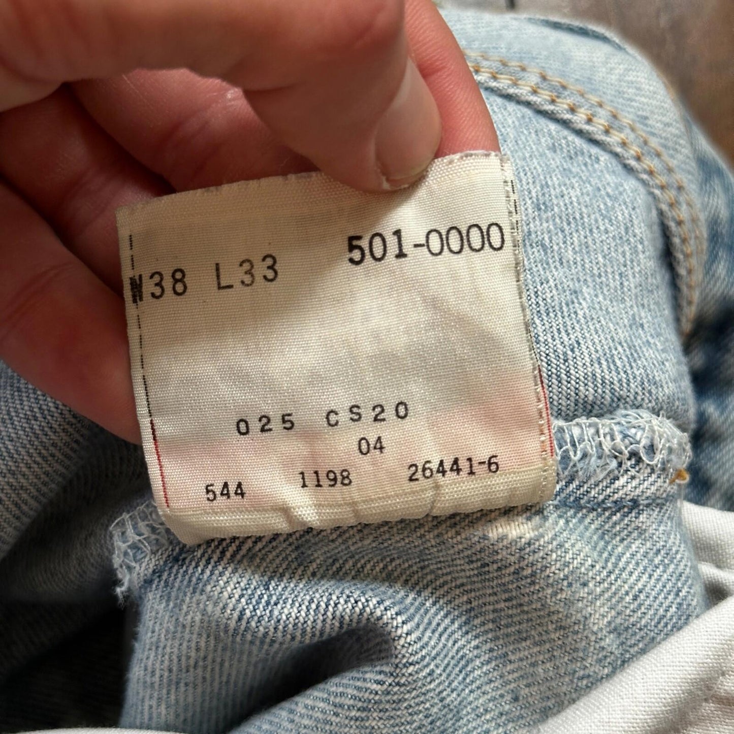 VTG 90s Levis 501 Button Fly 38x33 USA Tag Jeans Straight Wash Blue XX Act 34x28