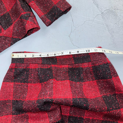 VTG 60s Koret of California Skirt Womens Small Red Midi Rockabilly Suit Jacket