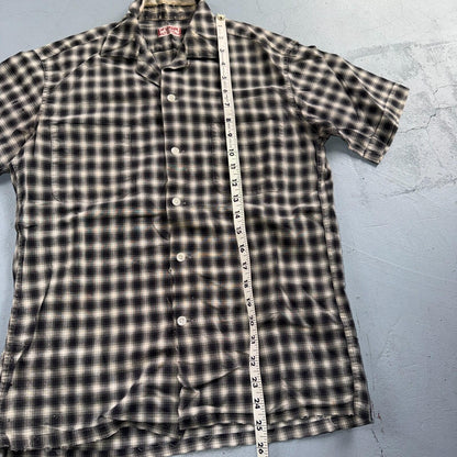 Vintage 60s McGregor Checker Loop Collar Button Up Shirt Made In USA Rockabilly