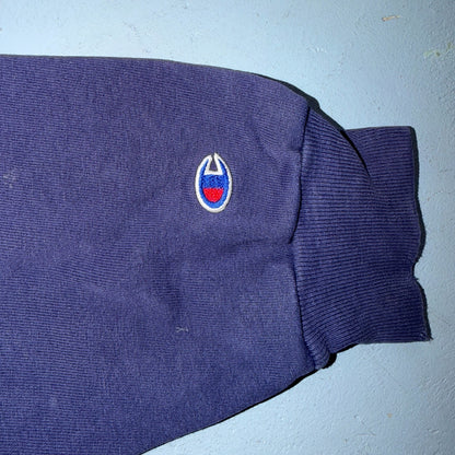 VTG Champion Crewneck Sweatshirt Navy Embroidered Logo USA 2XL Thrashed Gym