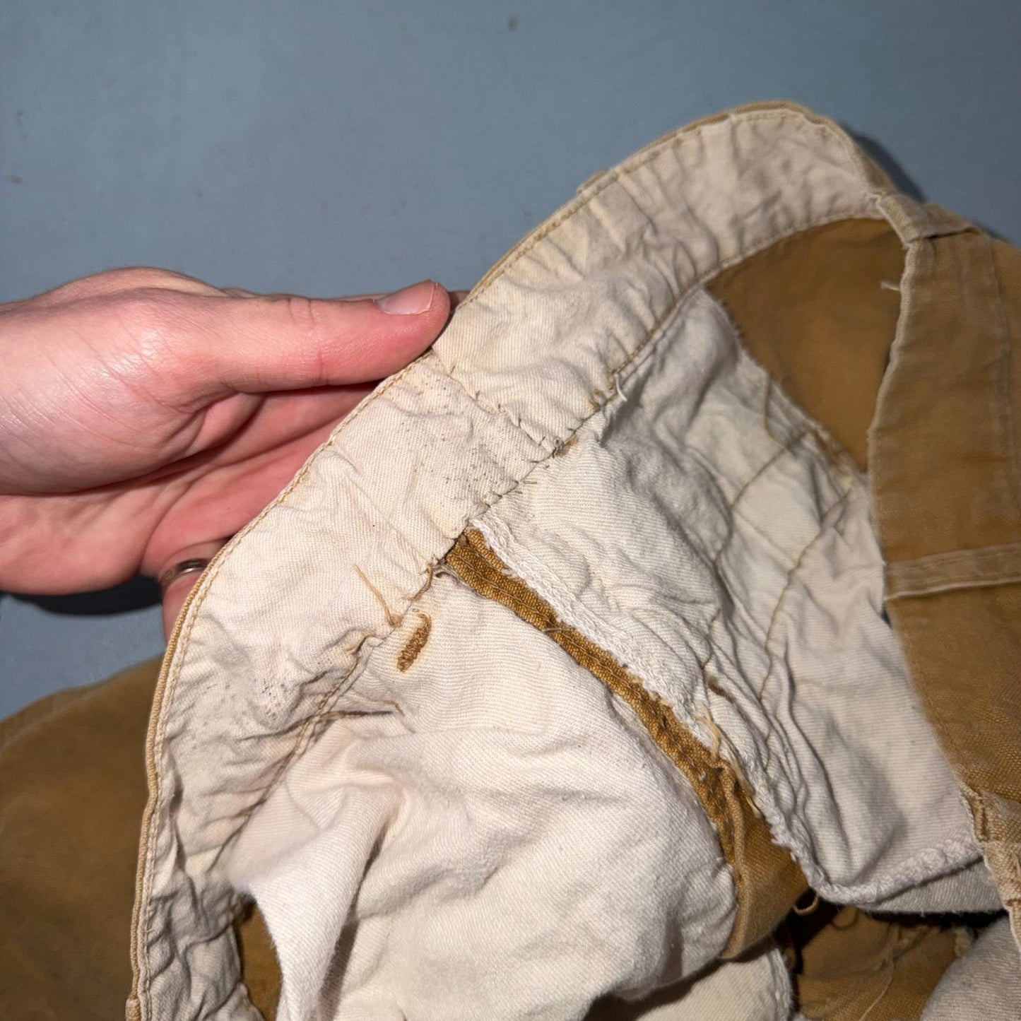 Vintage 50s 60s Zipper Pants Mens 32x24 Khaki Casual Creased Outdoor Rockabilly