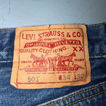 Levis 501 Vintage Y2K 90s XX Straight Leg Jeans Blue Med Wash 34x32 Act 32x30