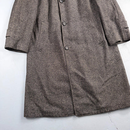 VTG 1950s 1960s Coat Trench Mens Gray Tweed Wool Rockabilly Overcoat Long Duster