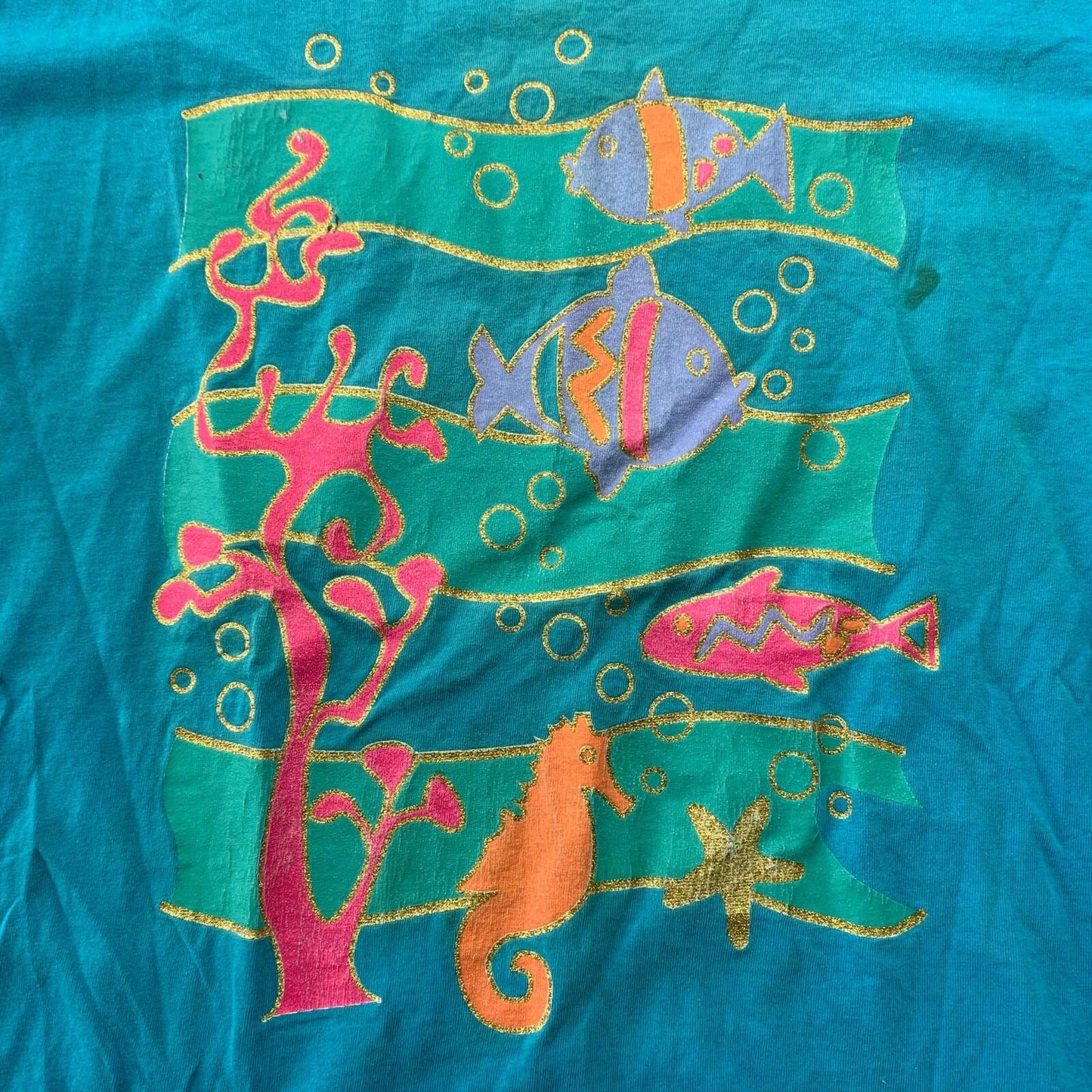 Fishes Ocean Fish Vintage T Shirt Blue Love Animals Florida Summer Vibe 90s