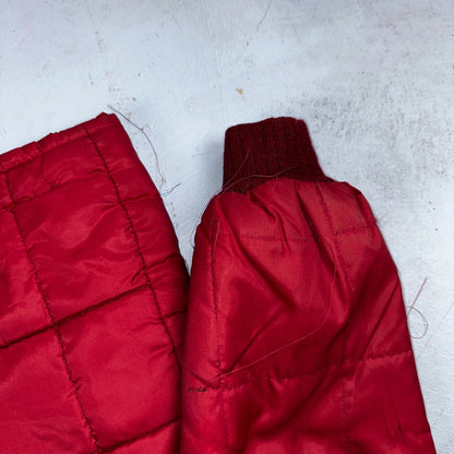 Haband Jacket Mens Red Barn Chore Puffer Coat Hood Zip Up Scovill 70s Fur Lined