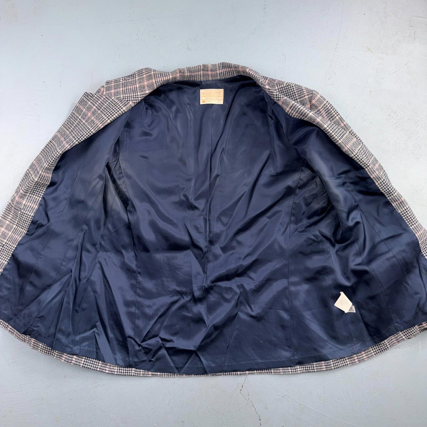 Pendleton 100% Virgin Wool Blazer Womens 16 Gray Plaid One Button Pockets