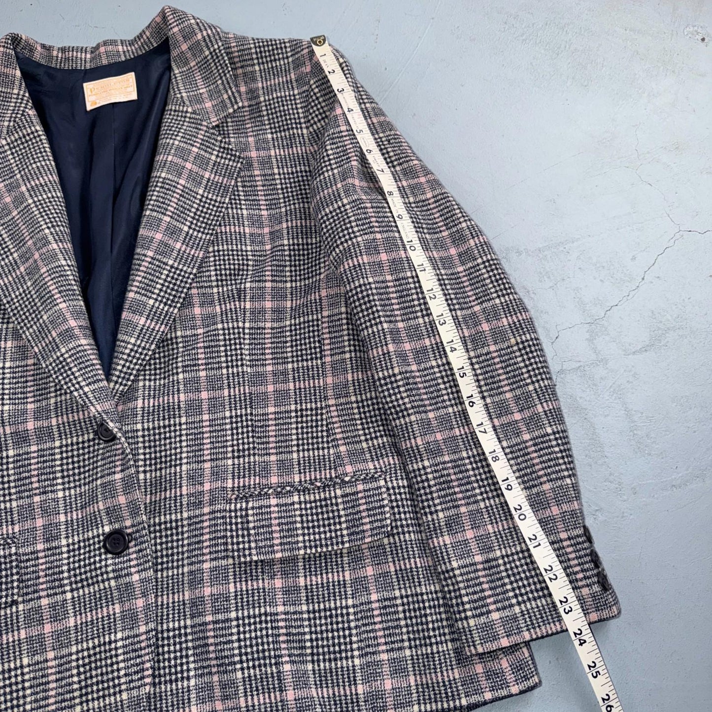 Pendleton 100% Virgin Wool Blazer Womens 16 Gray Plaid One Button Pockets