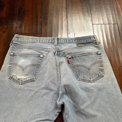VTG 90s Levis 501 Button Fly 38x33 USA Tag Jeans Straight Wash Blue XX Act 34x28