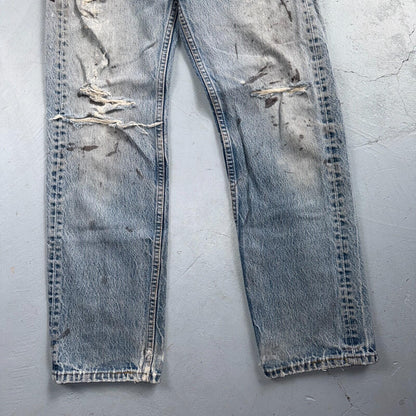 Levis 501 Vintage 90s USA XX Straight Leg Jeans Blue Light Wash 29x32 Act 28x28