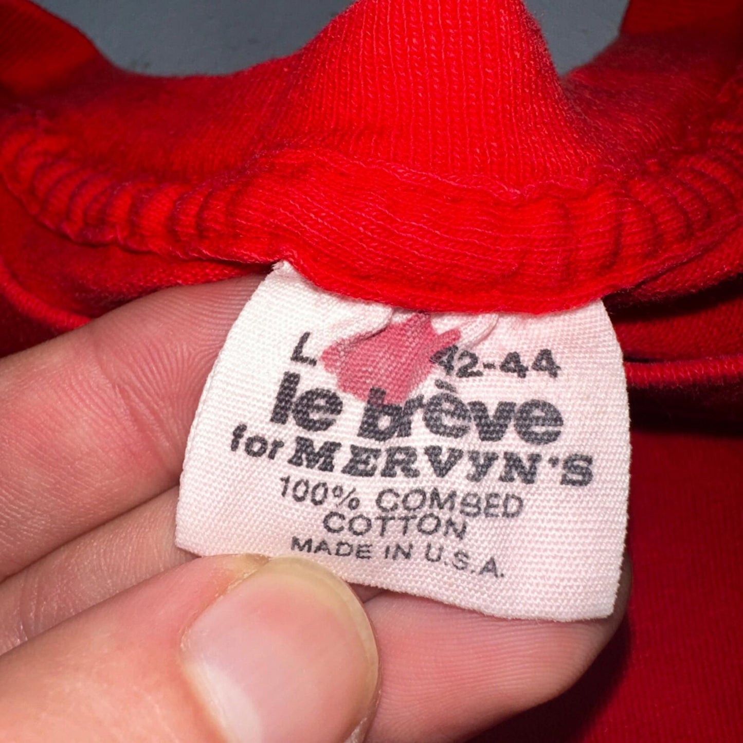 Le Breve Pocket USA VTG T Shirt 90s Red No Print Lot 1 Single Stitch Basic