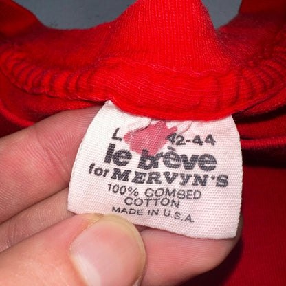 Le Breve Pocket USA VTG T Shirt 90s Red No Print Lot 1 Single Stitch Basic