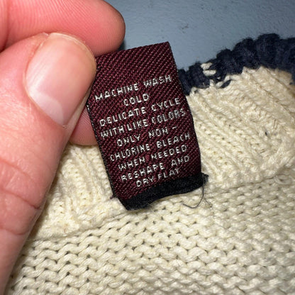 VTG John Ashford Pure 100% Cotton Cardigan Sweater Size Large Ivory White