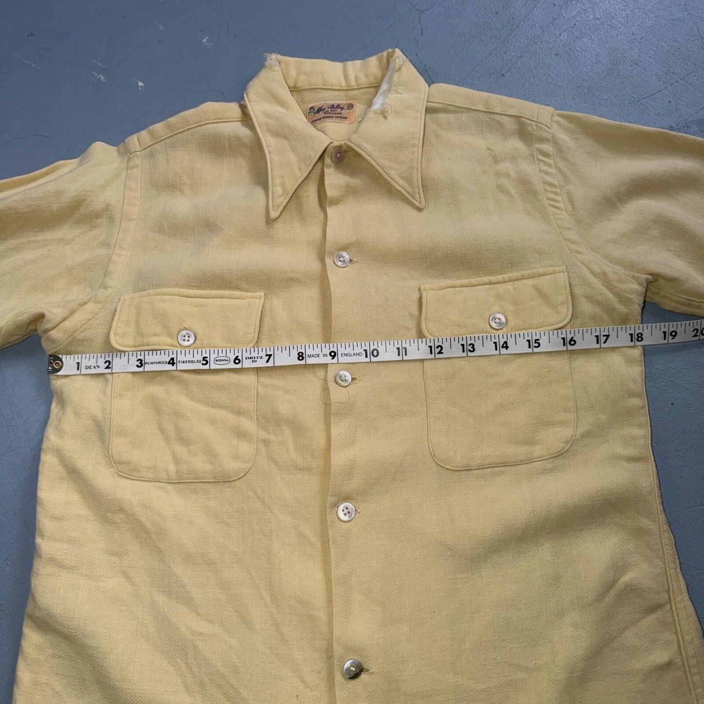 Vtg 50s Rockabilly Butter Yellow Board Shirt Shacket 2-Pocket Straight Hem S
