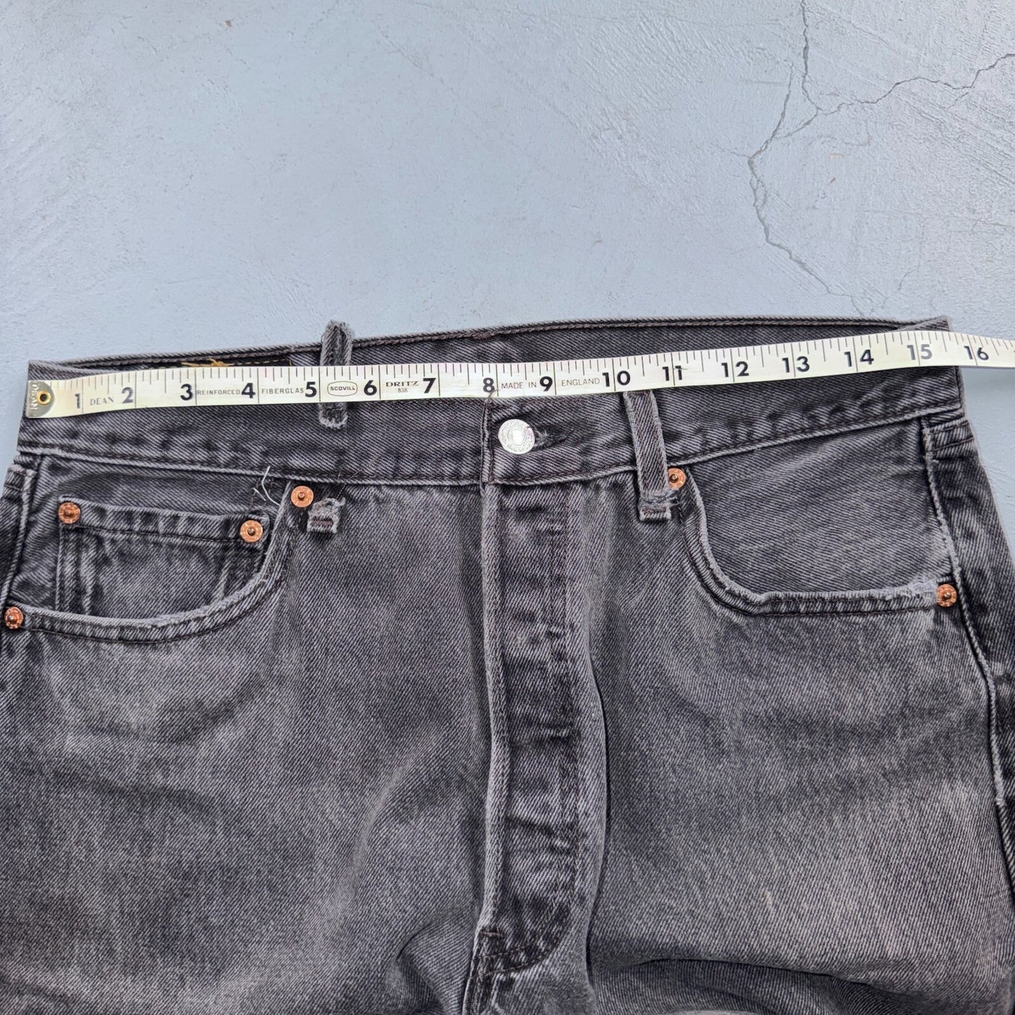 Levis 501 Vintage 90s USA XX Straight Leg Jeans Black Light Wash 34x34 Act 31x27